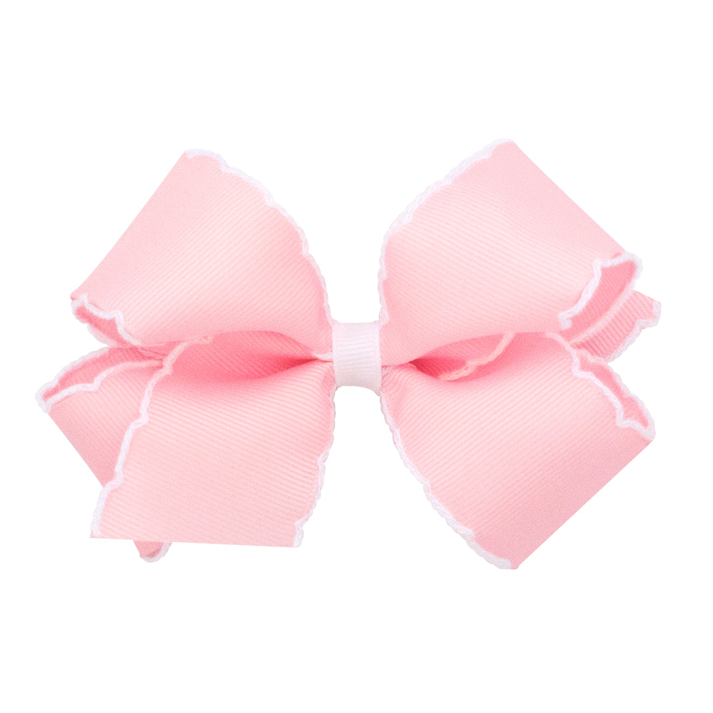 Light Pink & White Medium Moonstitch Bow