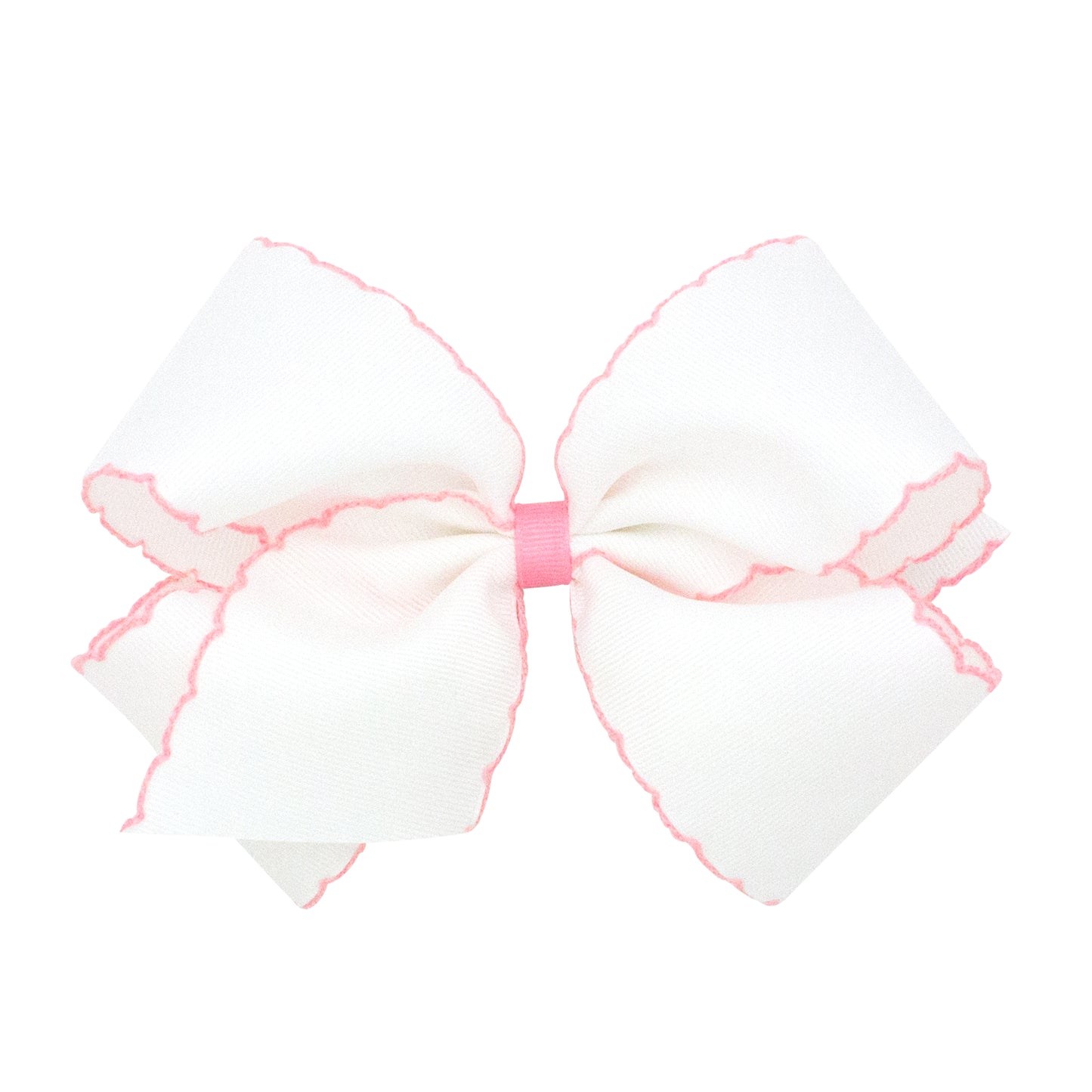 White & Light Pink King Moonstitch Bow
