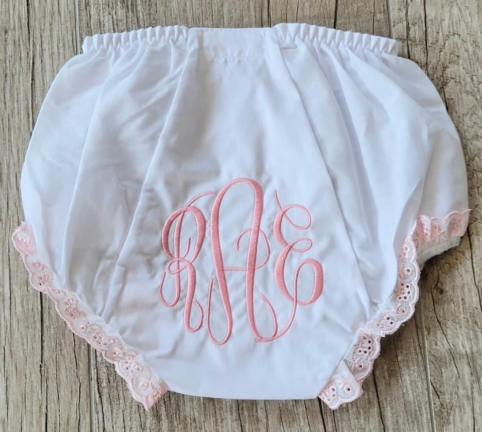 Pink Trim Baby Bloomers