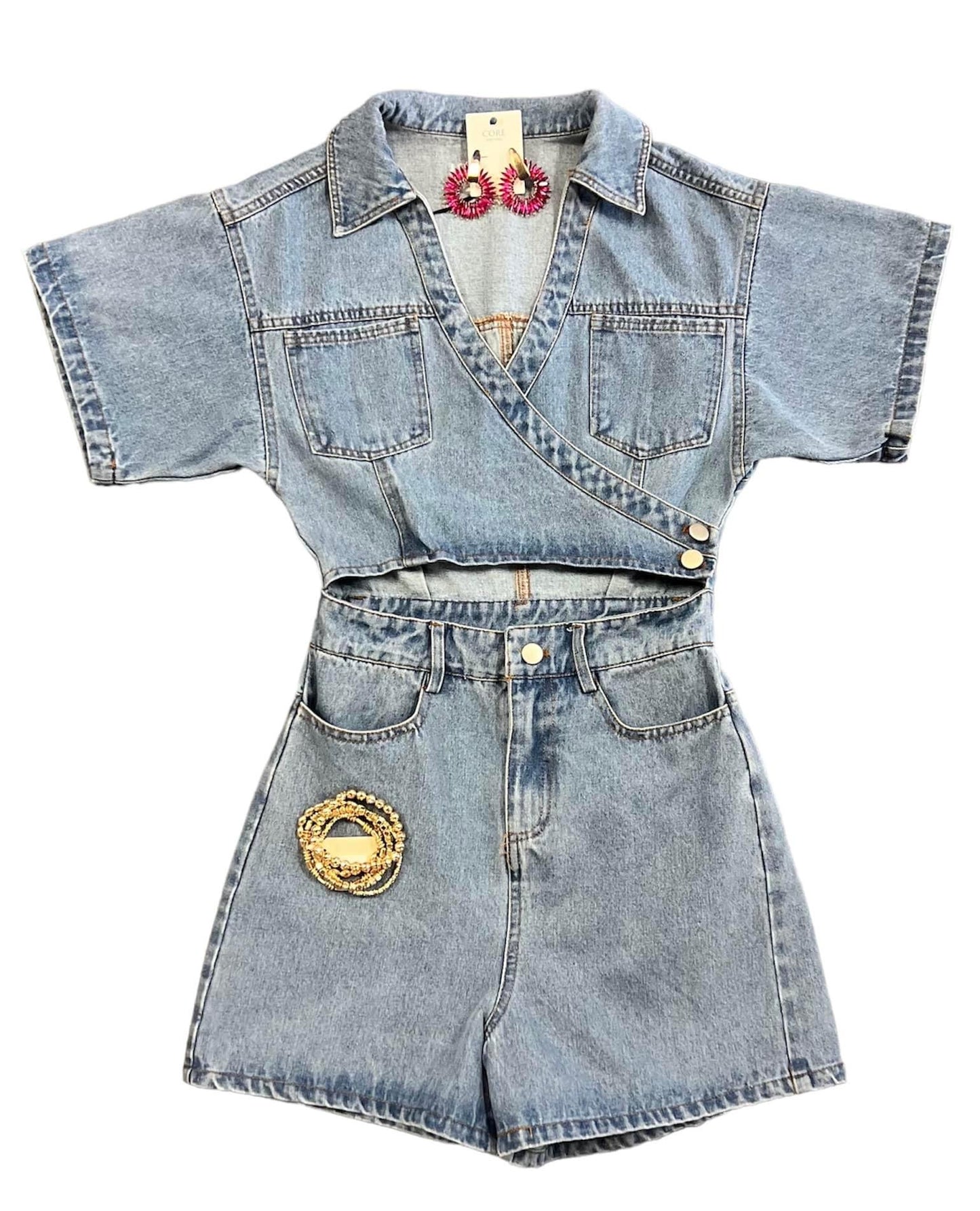 Wrap Around Denim Romper