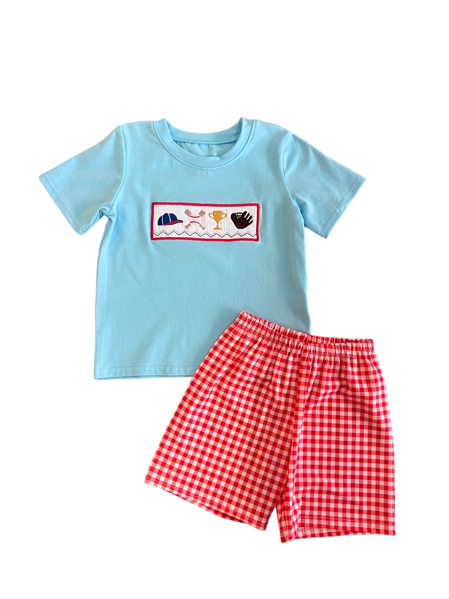 Baseball Embroidery Smocked Set