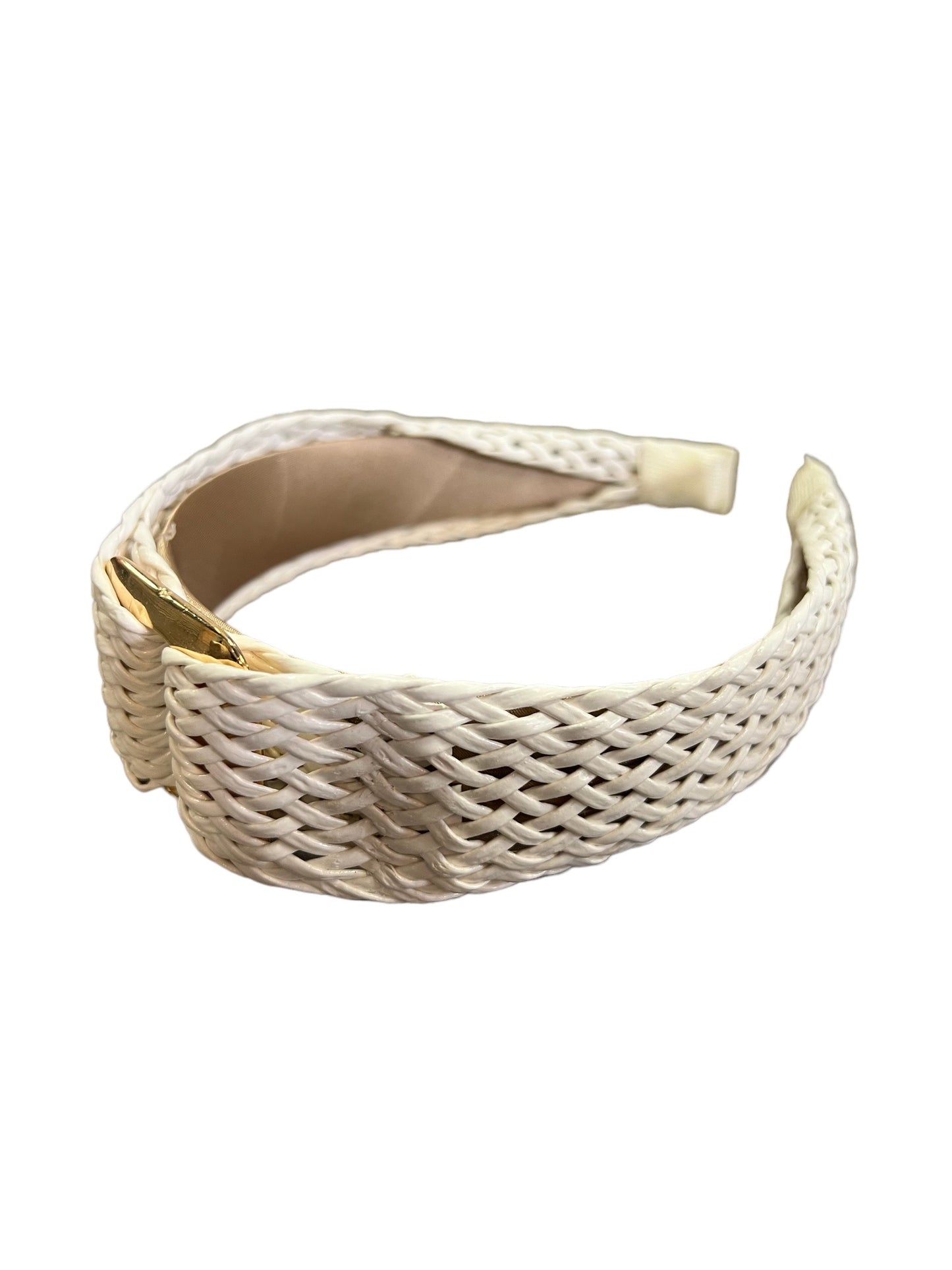 White Gold Raffia Headband
