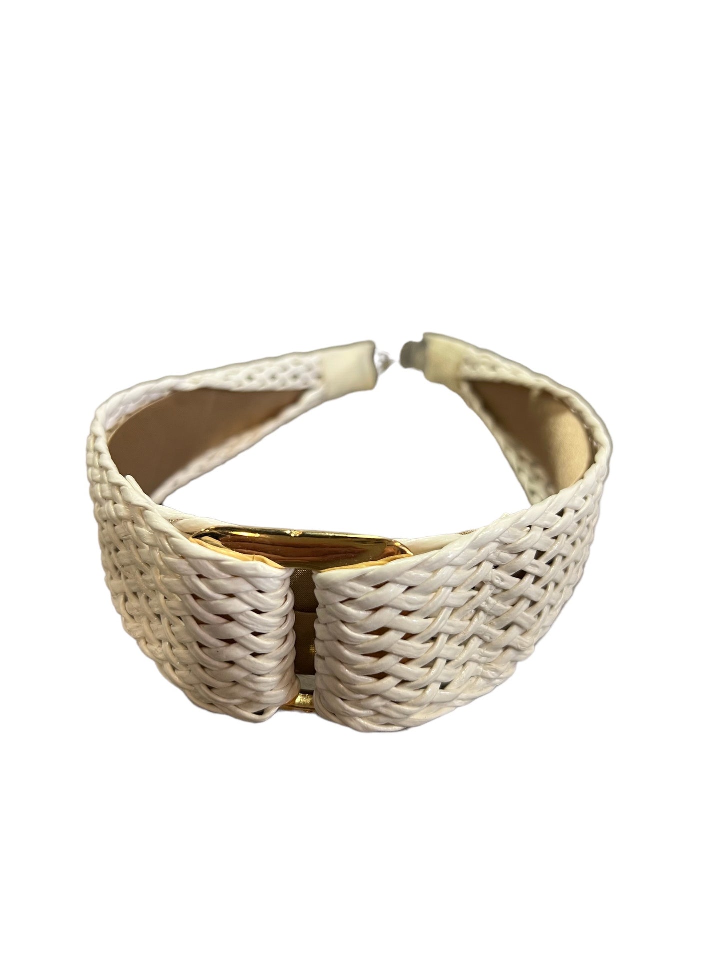 White Gold Raffia Headband