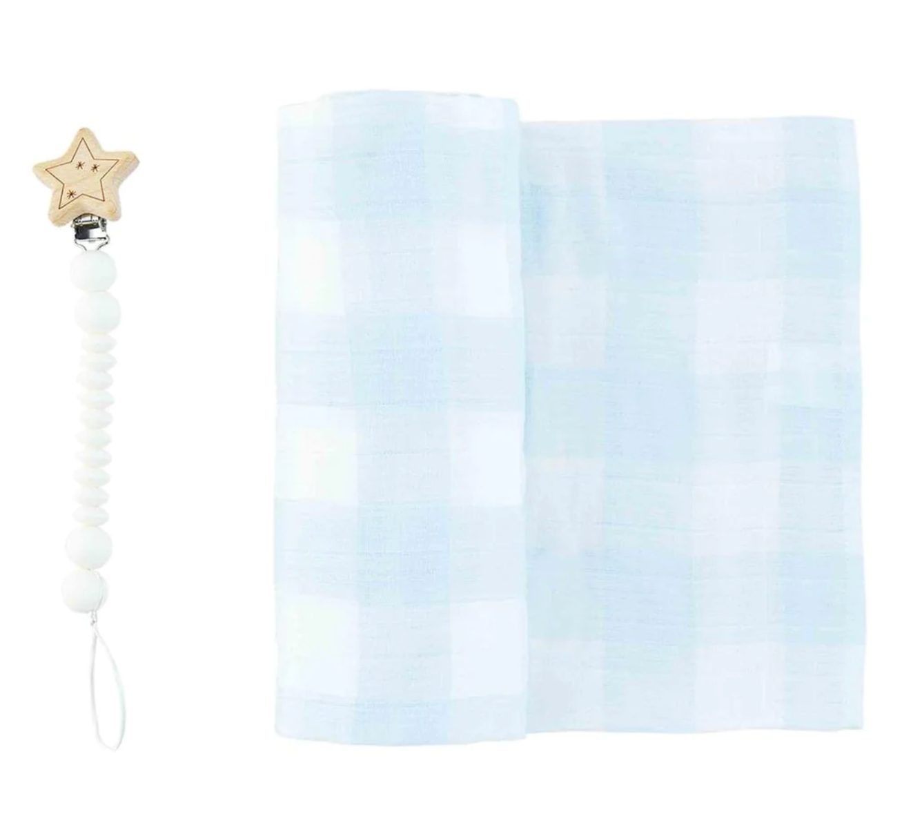 Blue Gingham Swaddle Set