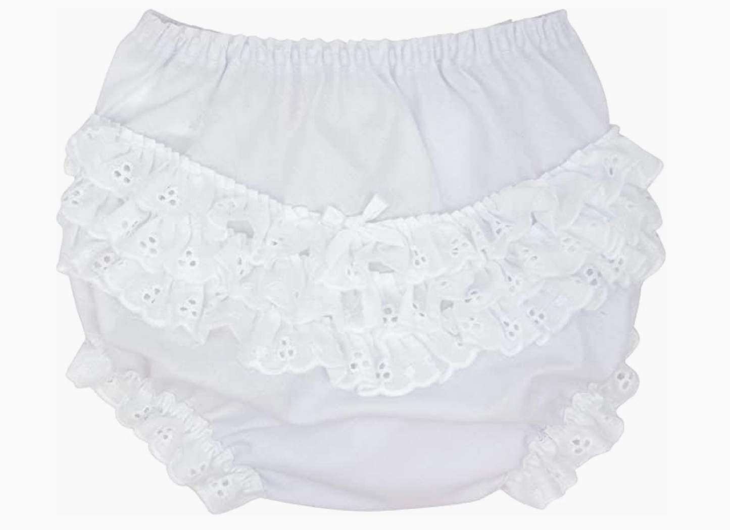 Ruffle Butt White Eyelet Trim Bloomers