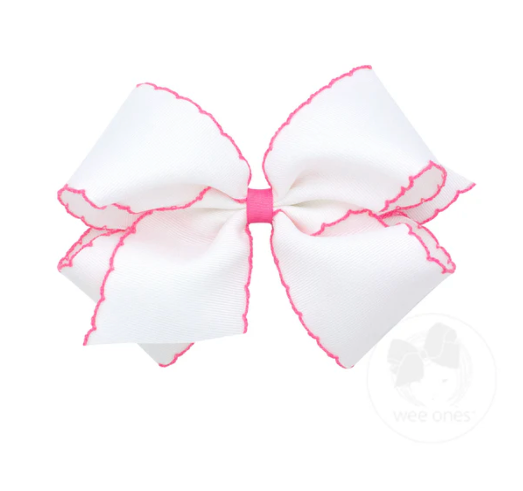 White & Pink King Moonstitch Bow