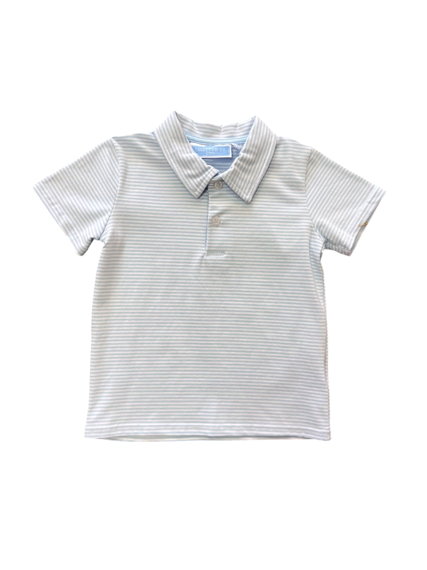 Light Blue Stripe Henry Polo