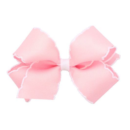 Light Pink & White Medium Moonstitch Bow