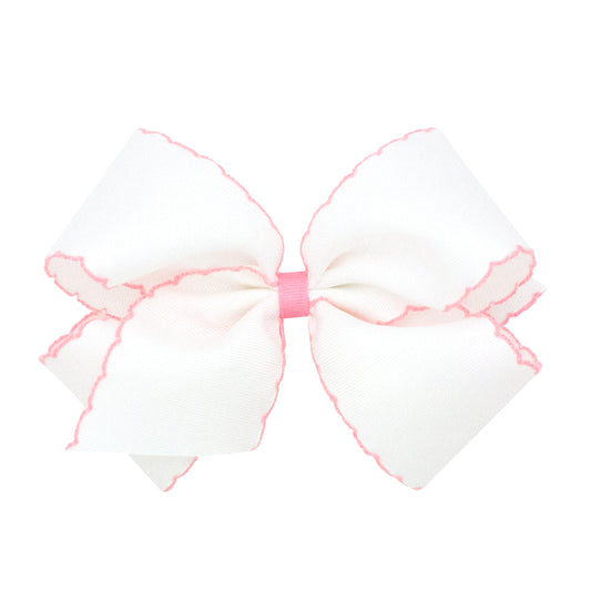 White & Light Pink King Moonstitch Bow