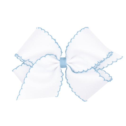 White & Baby Blue King Moonstitch Bow