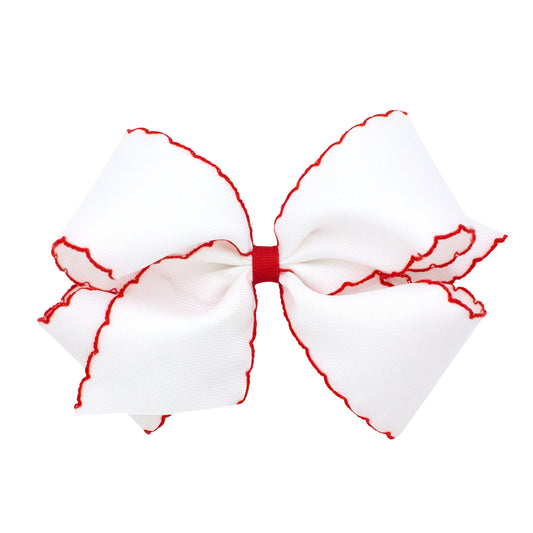 White & Red Medium Moonstitch Bow