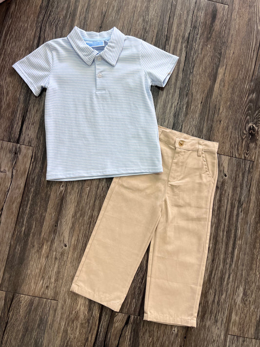 Light Blue Stripe Henry Polo