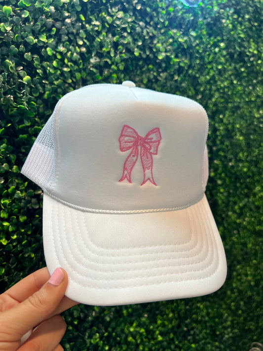 White Bow Trucker Hat