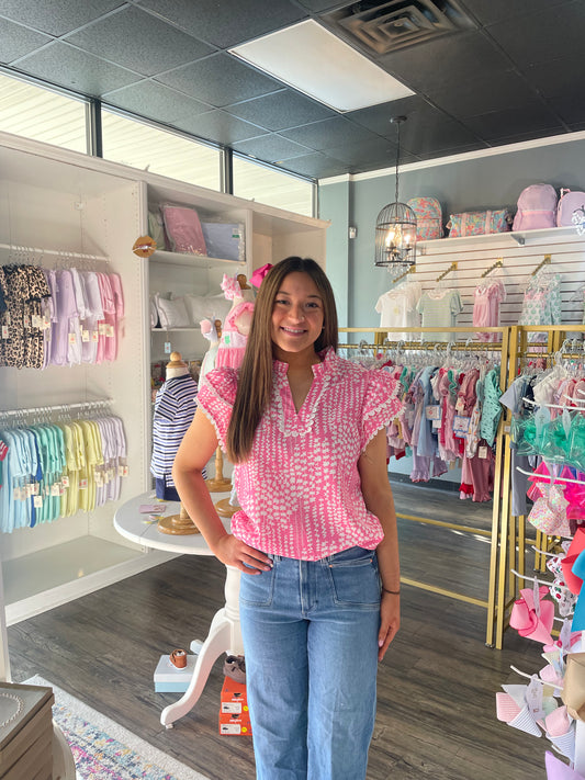 Pink Ric Rac Flutter Top