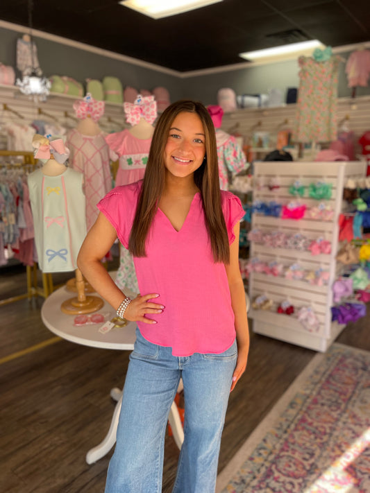 Pink Petal Flutter Top