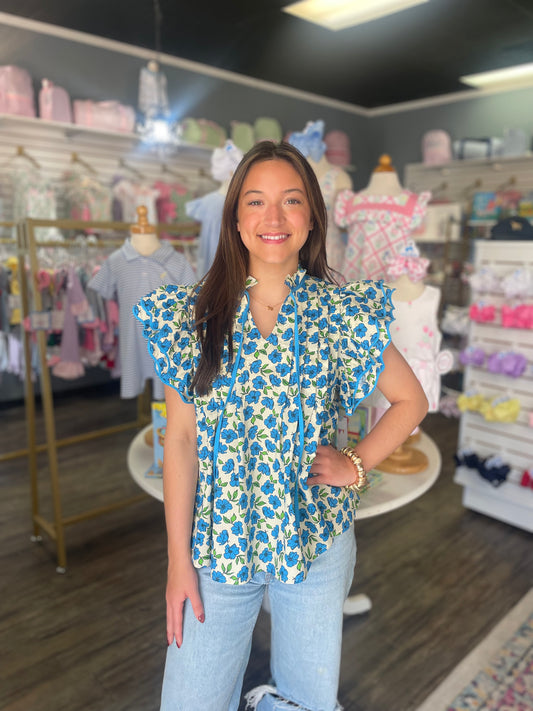 Blooming Blue Daisy's Top