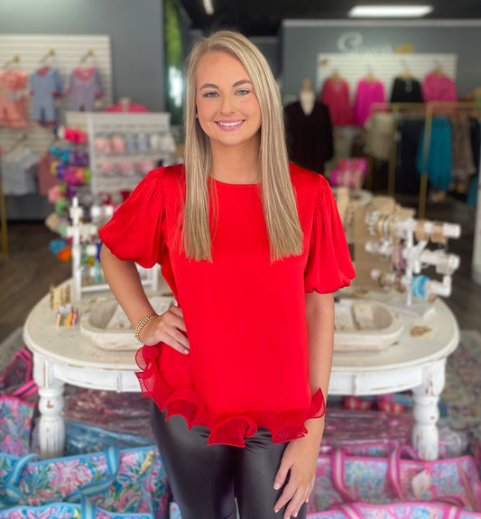 Ruffle Me Red Top