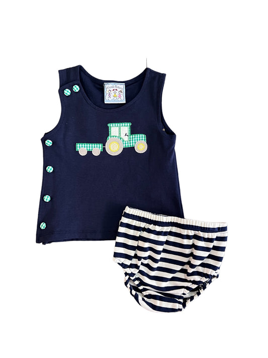 Boys Tractor Applique Bloomer Set