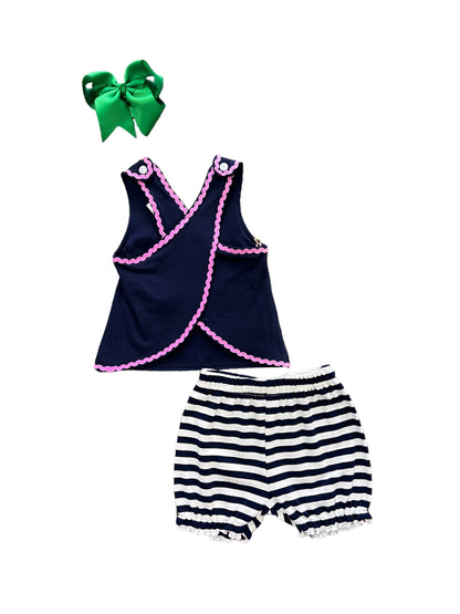 Girls Tractor Applique Bloomer Set