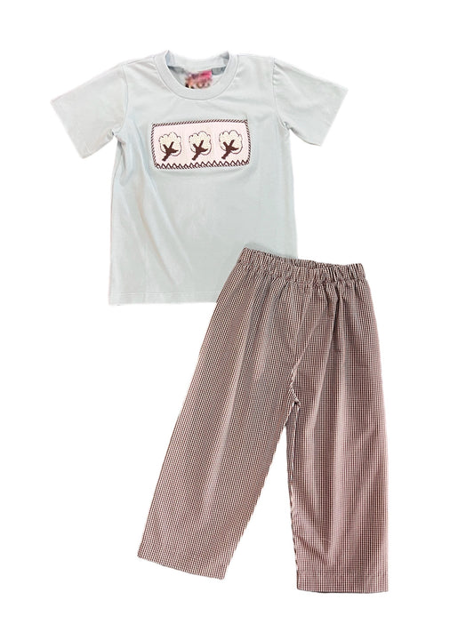 Cotton Smocked Pant Set