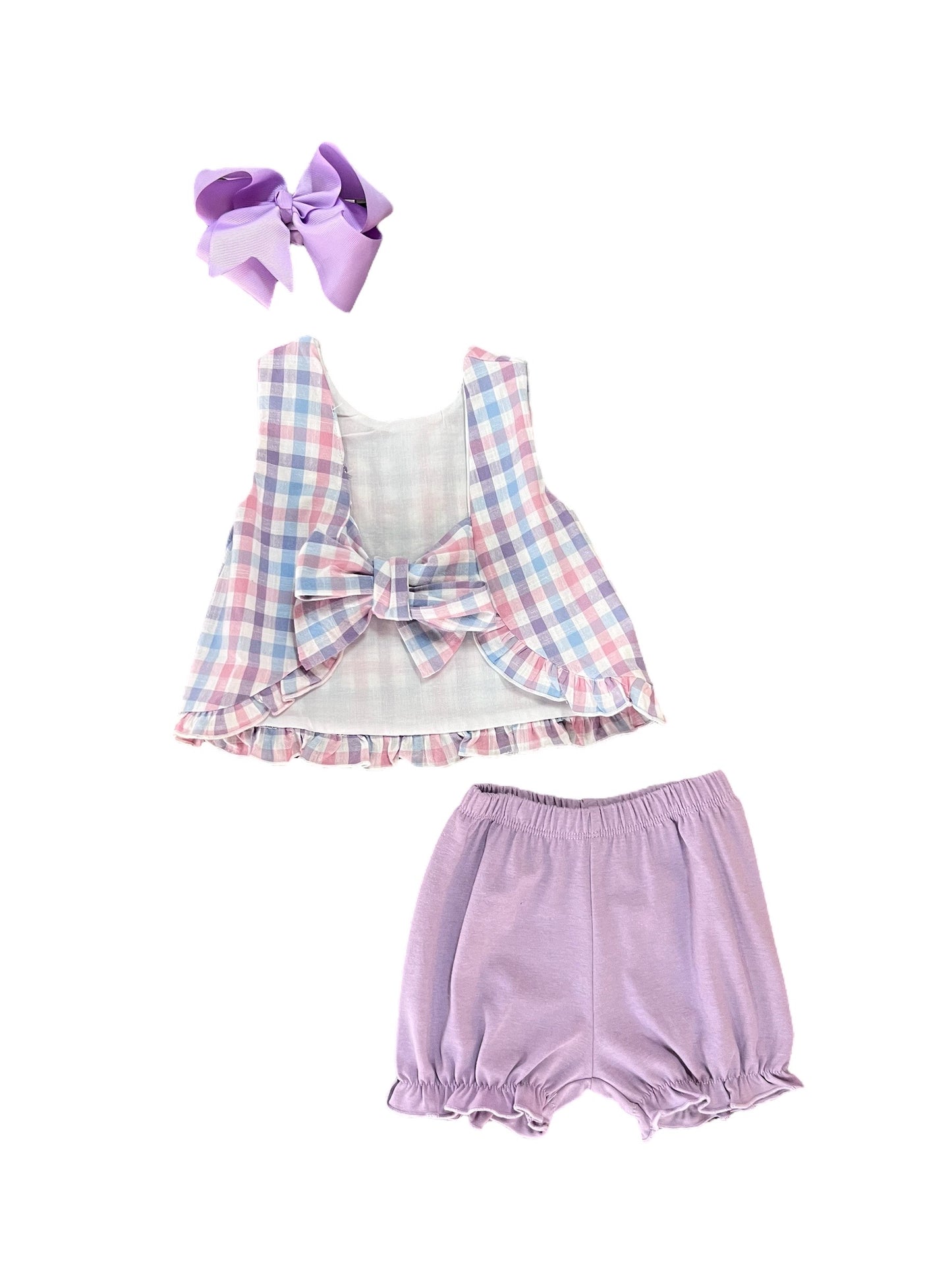 Pink & Purple Plaid Tie Bloomer Set