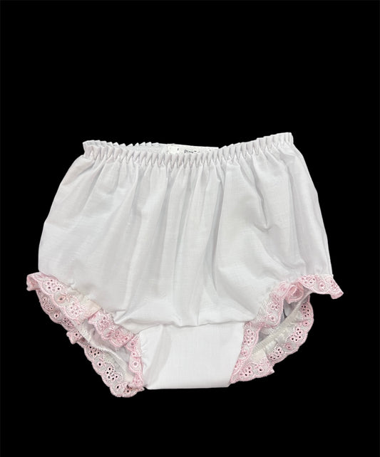 Pink Trim Baby Bloomers