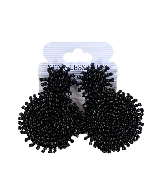 Black Beaded Earrings