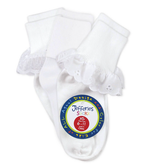 Eyelet, Turn Cuff & Lace Socks (3 Pack)
