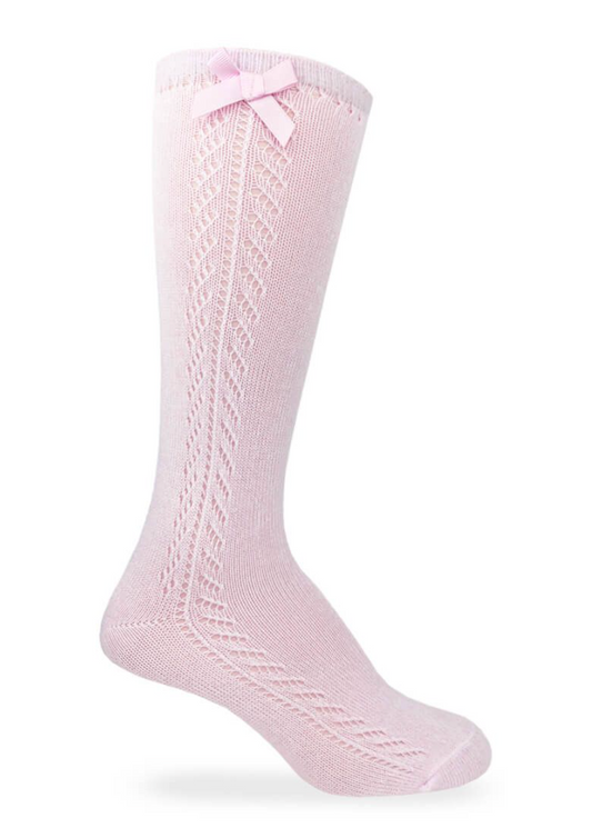 Pink Bow Knee High Socks