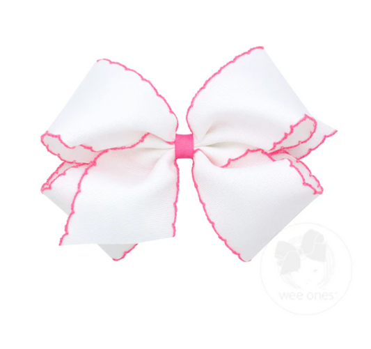 White & Pink King Moonstitch Bow