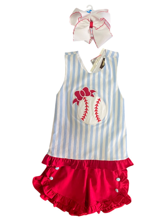 Baseball Bow Ruffle Set
